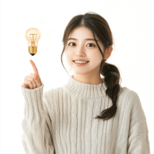 picture_of_Japanese_woman_come_up_with_a_good_idea_pointing up